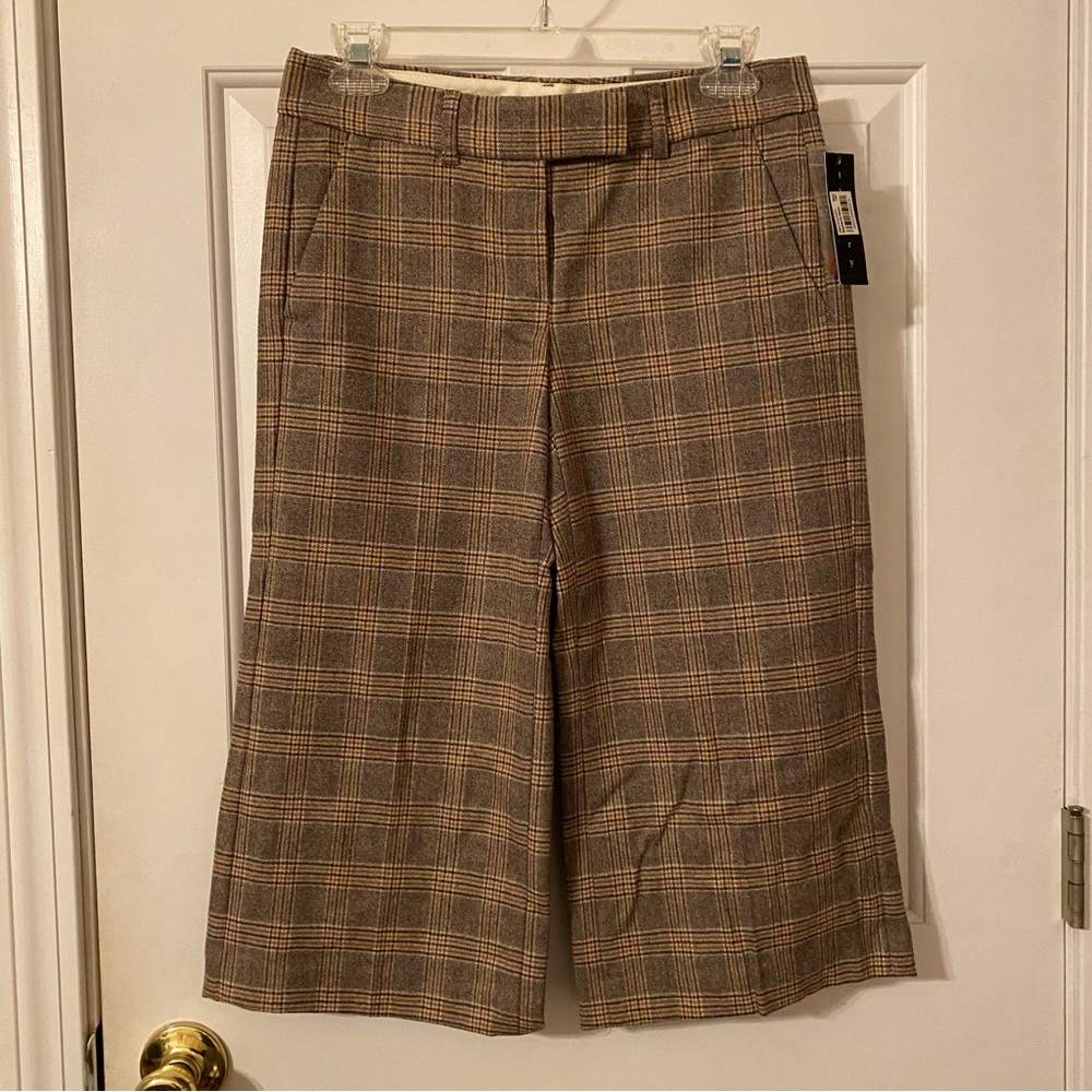 NWT Theory Gellar plaid cropped wide leg pants size 0